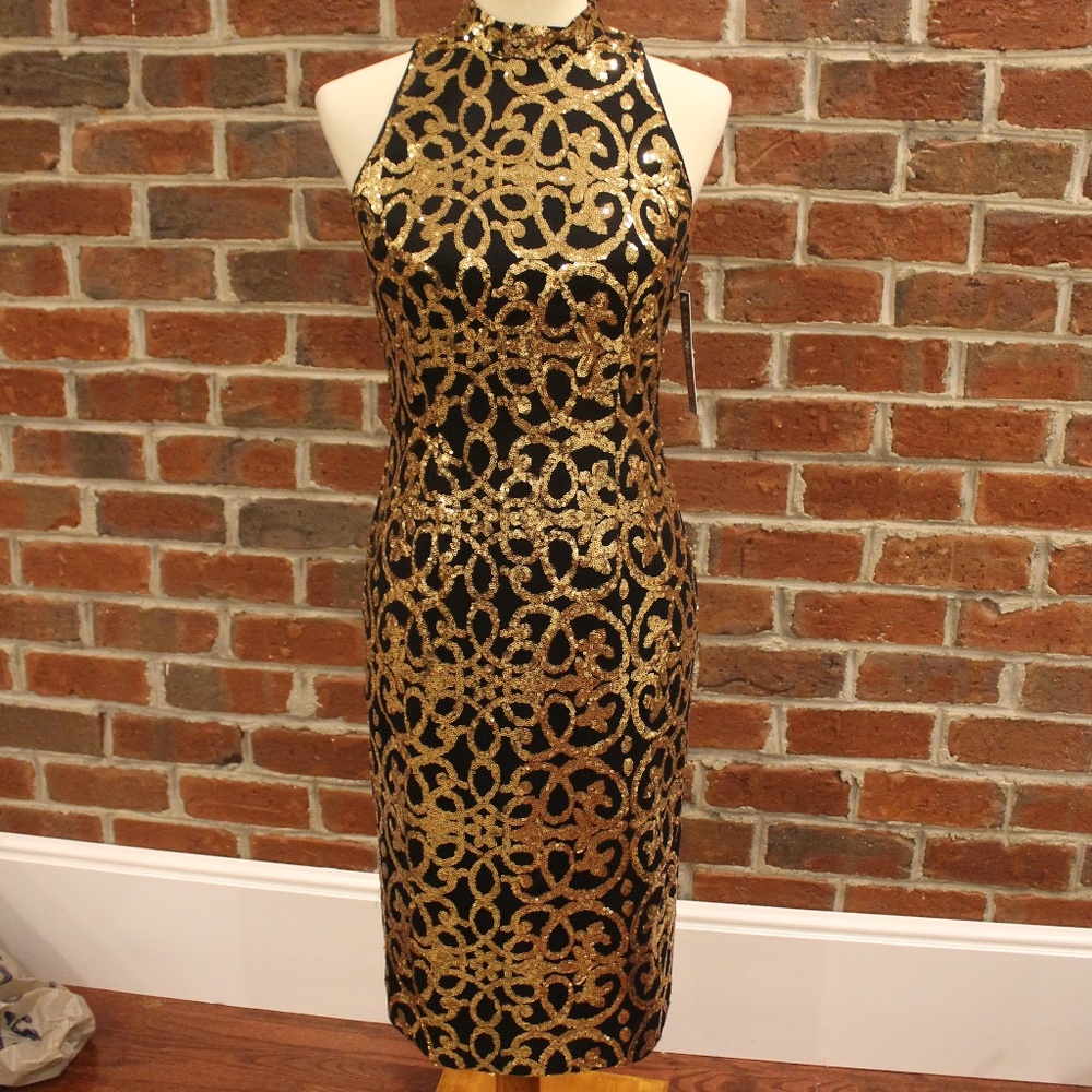 NWT  Gianni Bini Black/Gold Sequin dress